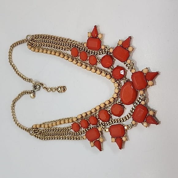 J. CREW  Salmon Orange Antique Gold Tone Multi-Strand Necklace - Picture 10 of 10